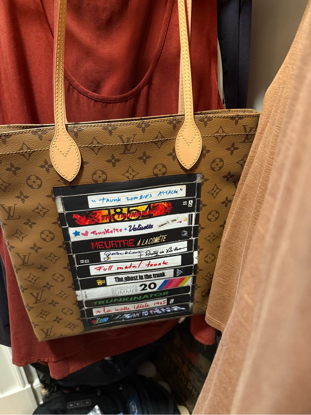 Louis Vuitton Brown Monogram Tote with Multi-Color Cassette Art Panel